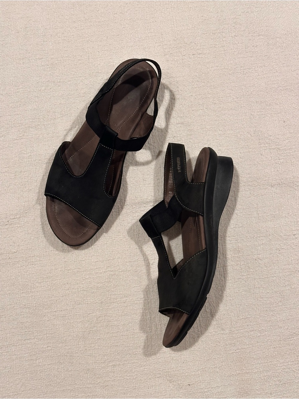 Mephisto Black Comfort Slingback Suede Real Leather Sandals Size 40